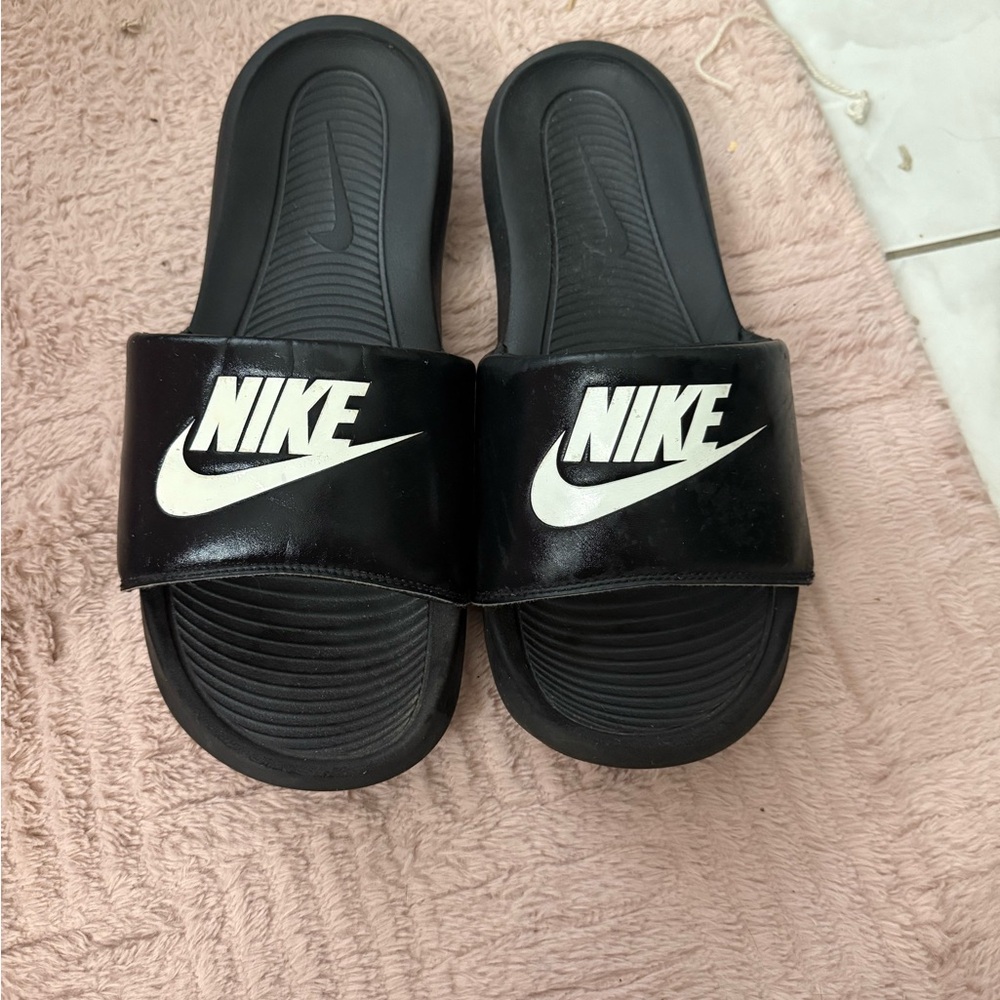 Nike Black and White Slide Sandals